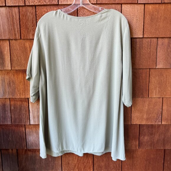 EUC Eileen Fisher Sea Green Short Sleeve Silk Georgette Crepe Tunic - X-Large - Picture 6 of 9